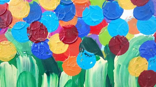 Schilderij bloemenveld, Antiek en Kunst, Kunst | Schilderijen | Abstract, Ophalen