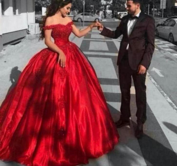 Trouwjurk Sweetheart Off Shoulder - Satijn baljurk gala jurk, Kleding | Dames, Trouwkleding en Trouwaccessoires, Nieuw, Trouwjurk