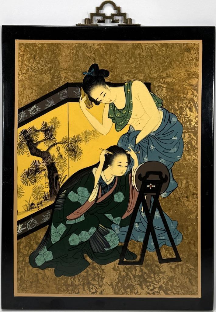 602. Schilderij, lakpaneel – 2e helft 20e eeuw, Japan, Antiek en Kunst, Kunst | Schilderijen | Klassiek, Ophalen of Verzenden