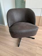 BePureHome - Kleine draaibare fauteuil van bruin leer, Huis en Inrichting, Fauteuils, Minder dan 75 cm, Leer, Zo goed als nieuw