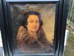 Dame met bontmantel,W.van Dijk 1934, Antiek en Kunst, Ophalen