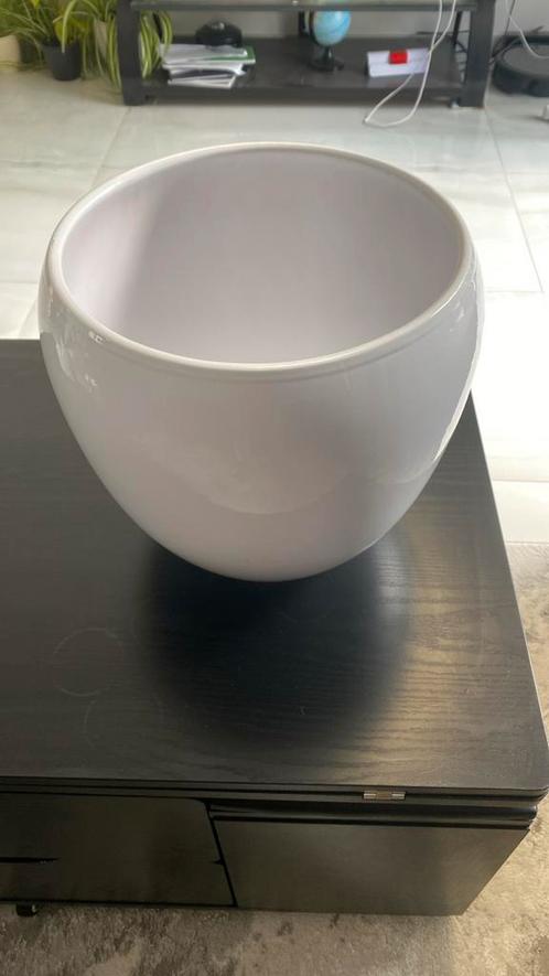 Wit glans, Tuin en Terras, Bloempotten, Nieuw, Kunststof, Minder dan 25 cm, Rond, Ophalen