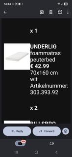 Underlig ikea foam matras peuterbed kindermatras, Ophalen, Nieuw, 70 tot 85 cm, Matras