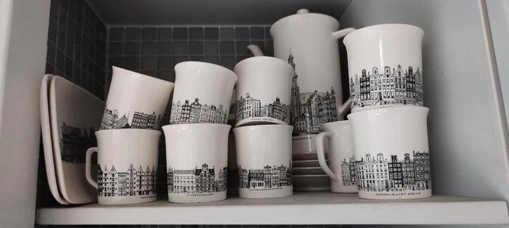 Amsterdamse Grachten Servies, Huis en Inrichting, Keuken | Servies, Gebruikt, Kop(pen) en/of Schotel(s), Overige stijlen, Porselein