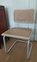 Buisframestoel eetkamerstoel met rieten zitting & rugleuning, Huis en Inrichting, Stoelen, Ophalen, Gebruikt, Bruin, Eén