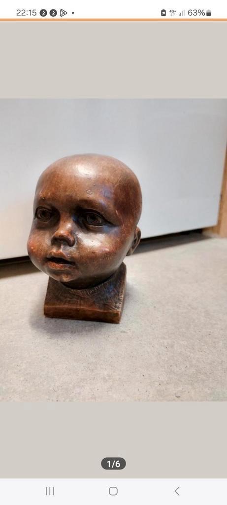 Buste van kind / Kinderhoofd. Gemerkt, Antiek en Kunst, Kunst | Beelden en Houtsnijwerken, Ophalen of Verzenden