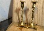 Twee goudkleurige antieke kaarsenhouders, zware kwaliteit, Ophalen of Verzenden