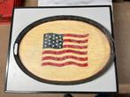 Antiek Zinken Dienblad met Amerikaanse Vlag - 66x54cm, Ophalen of Verzenden, Gebruikt, Ovaal, Metaal