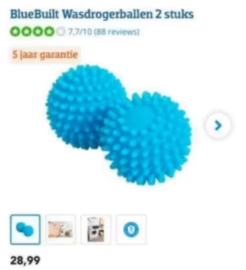 NIEUW! BlueBuilt wasdrogerballen 2 stuks blauw €5,99, Minder dan 4 kg, Ophalen of Verzenden, Nieuw, Minder dan 85 cm