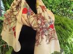 SJAAL zalmkleur met bloemenmoief nieuw 90x183 xm zijde € 15, Ophalen of Verzenden, Nieuw, Sjaal