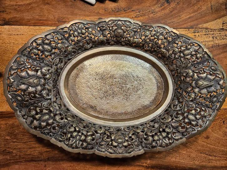 Antieke, zilveren, Indonesische sierschaal, Antiek en Kunst, Antiek | Goud en Zilver, Zilver, Ophalen of Verzenden