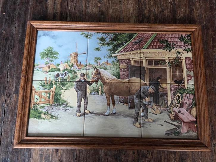 JC Hunnik Tegeltableau Ingelijst keurige staat, Antiek en Kunst, Antiek | Wandborden en Tegels, Ophalen of Verzenden
