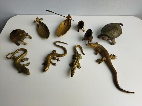 Jaren '60-'70 koperen en bronzen reptielen en amfibieën, Antiek en Kunst, Curiosa en Brocante, Ophalen of Verzenden
