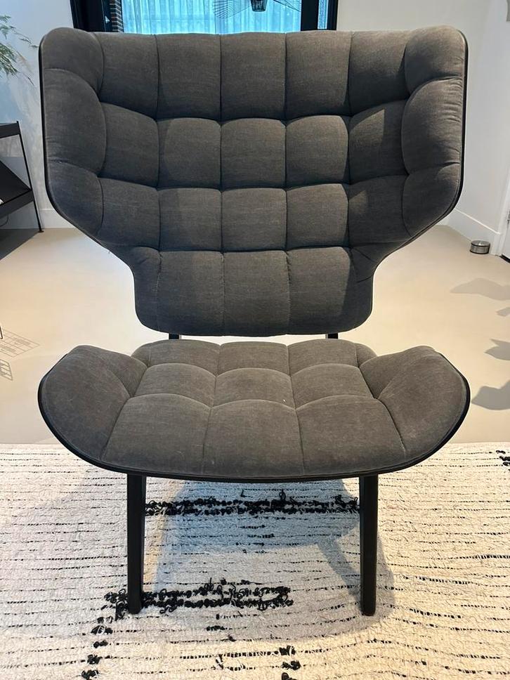 Mammoth chair Norr 11, zwart eiken en stonewash grijze stof, Huis en Inrichting, Fauteuils, Zo goed als nieuw, Ophalen