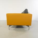 1x Leolux Howlo Bank 3-zits/160cm Maïsgeel/Zwart - Leer, Driepersoons, 75 tot 100 cm, Ophalen of Verzenden, Zo goed als nieuw