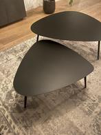 Set van twee metalen bijzettafels - zwart - SoHome, Ophalen, Minder dan 45 cm, Metaal of Aluminium, Rond