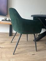 Groene velvet stoelen met metalen poten, Huis en Inrichting, Stoelen, Overige kleuren, Overige materialen, Ophalen of Verzenden