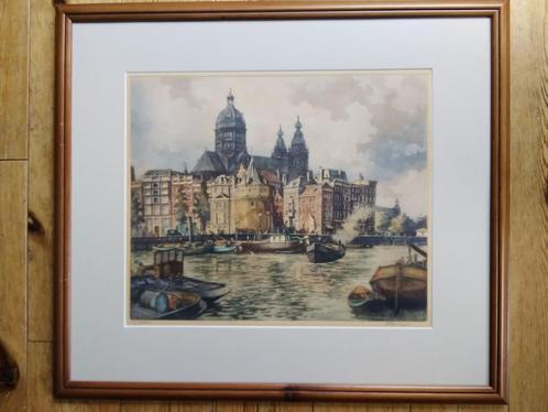 Kleuren ets van H.E Roodenburg. Amsterdam, Antiek en Kunst, Kunst | Etsen en Gravures, Ophalen of Verzenden