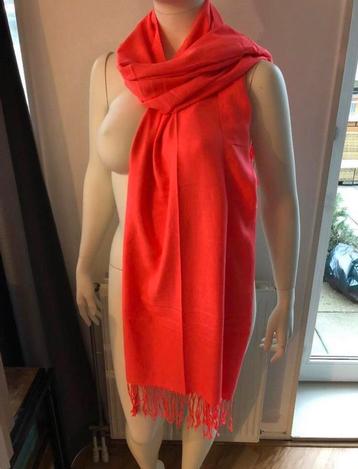 Neon oranje shawl sjaal met franjes