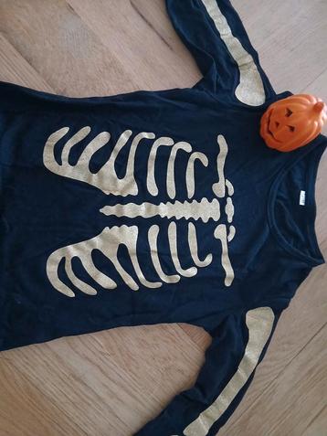 Halloween Skelet Shirt - Maat 134/140, zwart, goud beschikbaar voor biedingen