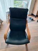 Ikea poang stoel  leer, Huis en Inrichting, Stoelen, Ophalen, Zwart, Leer, Zo goed als nieuw
