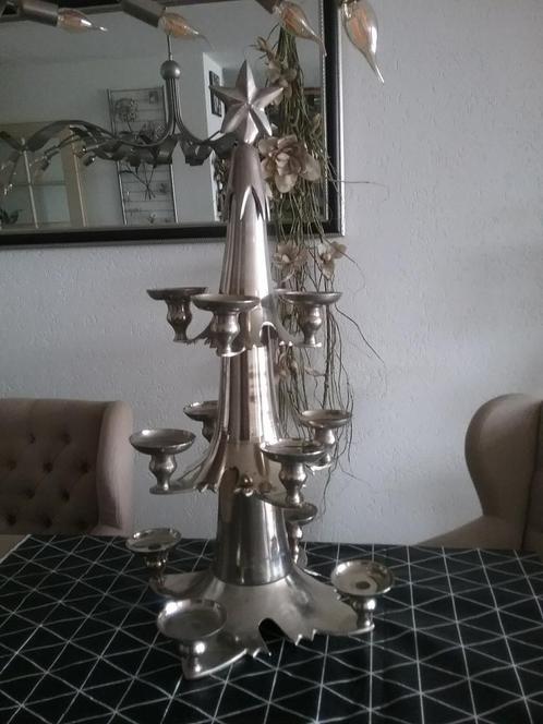 ZILVER KLEURIGE METALEN KERSTBOOM. ( WAXINE LICHT HOUDER )., Antiek en Kunst, Curiosa en Brocante, Ophalen of Verzenden