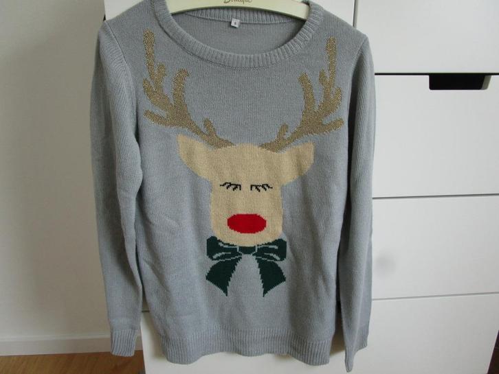 Grijze (kerst) trui met rendier maat S, Kleding | Dames, Truien en Vesten, Zo goed als nieuw, Maat 36 (S), Grijs, Ophalen of Verzenden