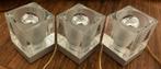 3 Design bed/tafel lampjes CUBETTO by Fabbian, Ophalen, Gebruikt, Glas, Minder dan 50 cm