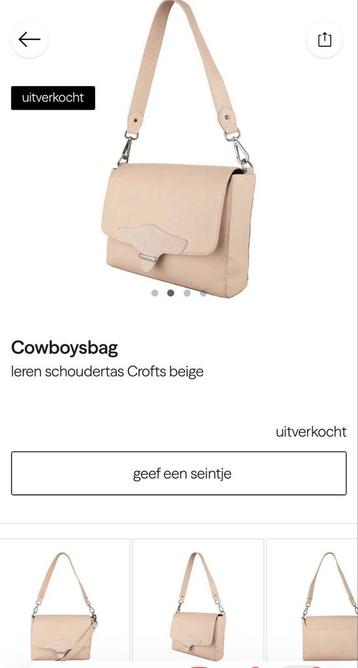 Cowboysbag Schoudertas - Beige  zand. Leer beschikbaar voor biedingen
