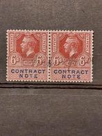 GB 6d Contract Note Paar - George V, Postzegels en Munten, Ophalen of Verzenden, Gestempeld