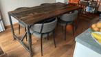 Eettafel Industrieel van oude wagondelen, Ophalen, Gebruikt, 50 tot 100 cm, Vijf personen of meer