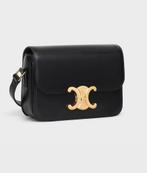 CELINE Triomphe Shoulder Bag – Black Calfskin, Sieraden, Tassen en Uiterlijk, Tassen | Damestassen, Verzenden, Nieuw, Zwart, Schoudertasje
