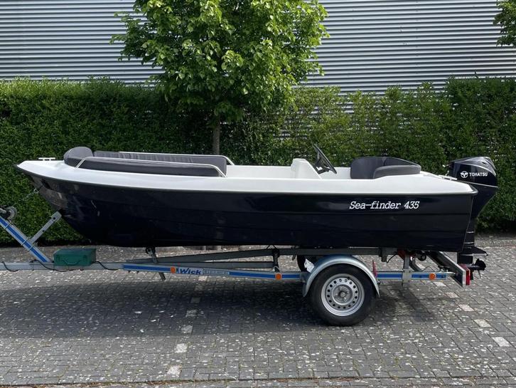 Seafinder 435 Tohatsu 8pk 4takt kussenset vaarklaar, Watersport en Boten, Sloepen, Nieuw, Tot 10 pk, 3 tot 6 meter, Buitenboordmotor