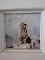Klein Fries olieverf schilderij - Molenlandschap, Antiek en Kunst, Ophalen of Verzenden