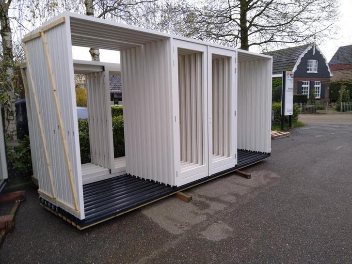 Hardhout kozijn met dubbele deuren en zijlichten, Doe-het-zelf en Verbouw, Deuren en Horren, Nieuw, Buitendeur, 215 cm of meer