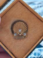 14k gouden broche Shell met 3 diamanten, Ophalen of Verzenden