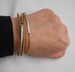 Prachtige zilveren bicolor armband nr.1610, Sieraden, Tassen en Uiterlijk, Armbanden, Goud, Ophalen of Verzenden, Zo goed als nieuw