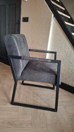 6 Grijze Eetkamerstoelen met Metalen Frame, Huis en Inrichting, Stoelen, Ophalen, Zo goed als nieuw, Metaal, Vijf, Zes of meer stoelen