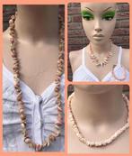 Kettingen jaren 80 schijfkralen en schelpen zalm kleur, Ophalen of Verzenden, Zo goed als nieuw, Overige kleuren, Overige materialen