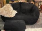 Lounge Pug Bubble zitzakbank + voetenbankje  zwart corduroy, Huis en Inrichting, Zitzakken, Ophalen, Zo goed als nieuw, Zwart