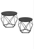 (NIEUW) Set van 2 zwarte bijzettafels, Ophalen, Nieuw, Rond