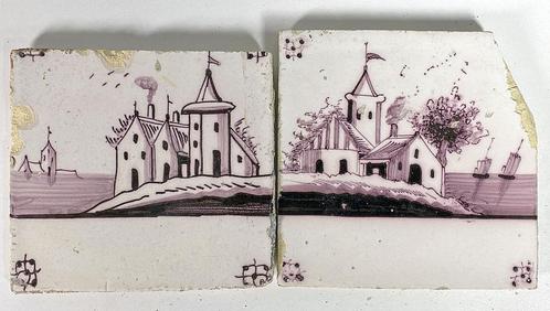 Antieke wandtegeltjes 2 stuks, Antiek en Kunst, Antiek | Wandborden en Tegels, Ophalen