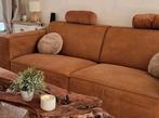 Prachtige bank + hocker cognac zgan, Huis en Inrichting, Ophalen, Zo goed als nieuw, 75 tot 100 cm, Stof