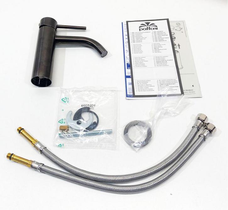 PAFFONI LIGHT GEBORSTELD ZWART NIKKEL WASTAFELKRAAN, Doe-het-zelf en Verbouw, Sanitair, Nieuw, Kraan, Ophalen of Verzenden