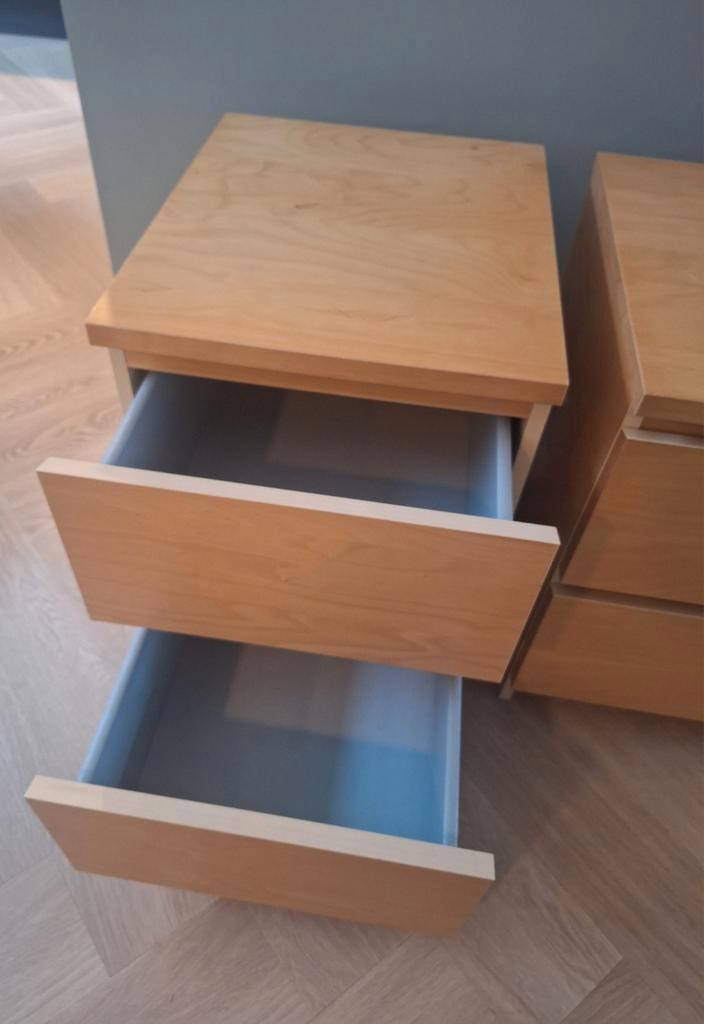 Nachtkastjes set van 2, IKEA Malm, eikenfineer, Huis en Inrichting, Slaapkamer | Nachtkastjes, Gebruikt, Ophalen of Verzenden