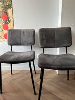 4 Grijze Velours Eetkamerstoelen, Huis en Inrichting, Stoelen, Ophalen, Gebruikt, Vier, Metaal