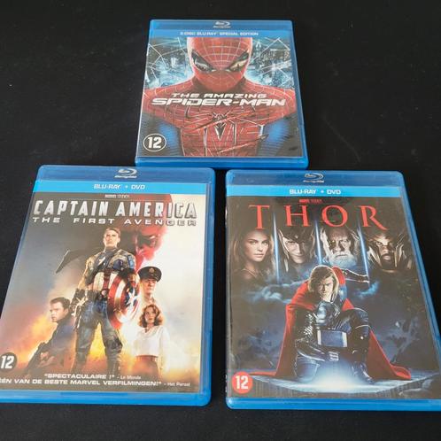 3x Bluray Film - Spiderman + Thor + Captain America - 1koop, Cd's en Dvd's, Blu-ray, Zo goed als nieuw, Actie, Verzenden