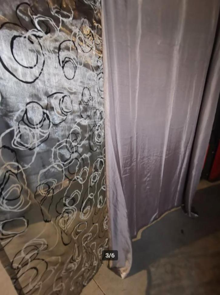 gordijn, Huis en Inrichting, Stoffering | Gordijnen en Lamellen, Nieuw, 200 cm of meer, 200 cm of meer, Grijs, Ophalen of Verzenden