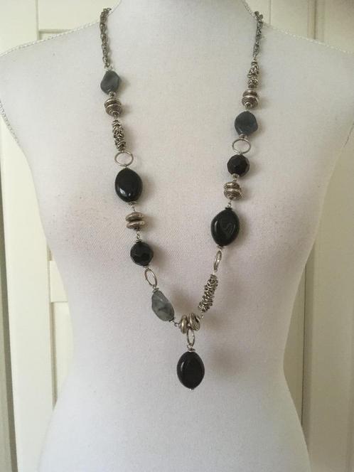 Accessories lange zwarte en grijze kralen ketting, Sieraden, Tassen en Uiterlijk, Kettingen, Nieuw, Overige materialen, Zilver