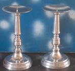 Kandelaar.  2 stuks.  Identiek. Metaal.  Zilverkleurig. 23cm, Ophalen, Overige kleuren, Zo goed als nieuw, Metaal